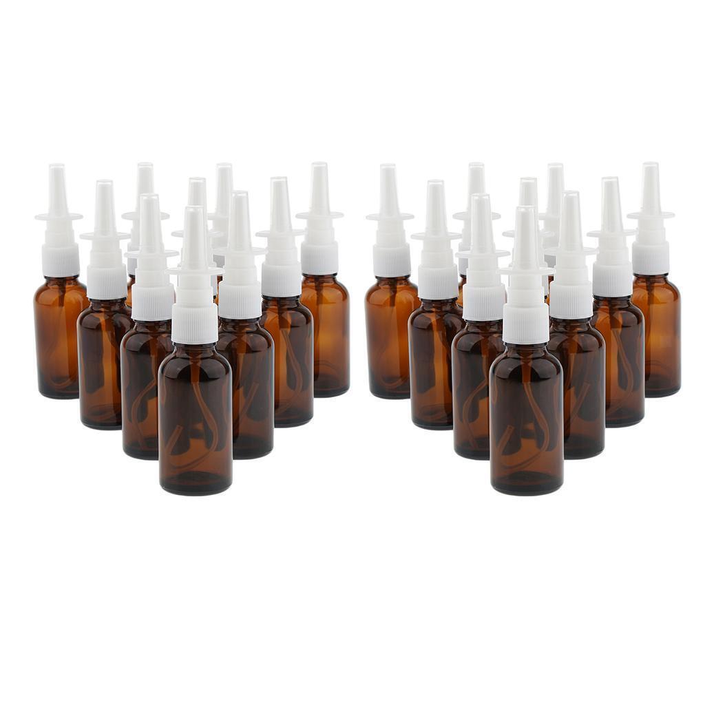 20 Pieces 30ml Empty Glass Nasal Spray Bottle Fine Mist Vials Sprayer Brown