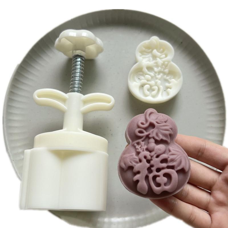 75g Plastic Material Mooncake Mold Gourd Shaped Stamps Moon Cakes Moulds for DIY