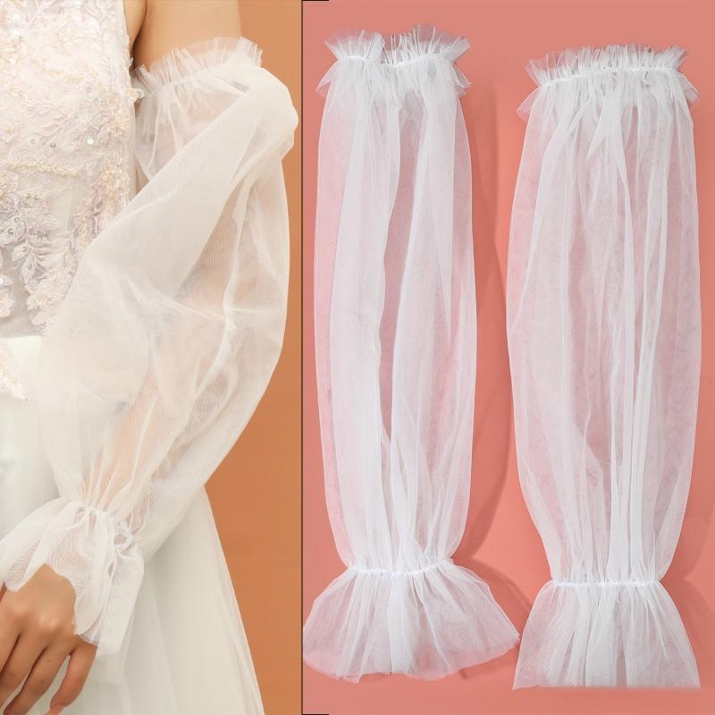 Summer Fingerless Gloves Wedding Party Bride Mitten Sheer Lace Long Sleeve Cover
