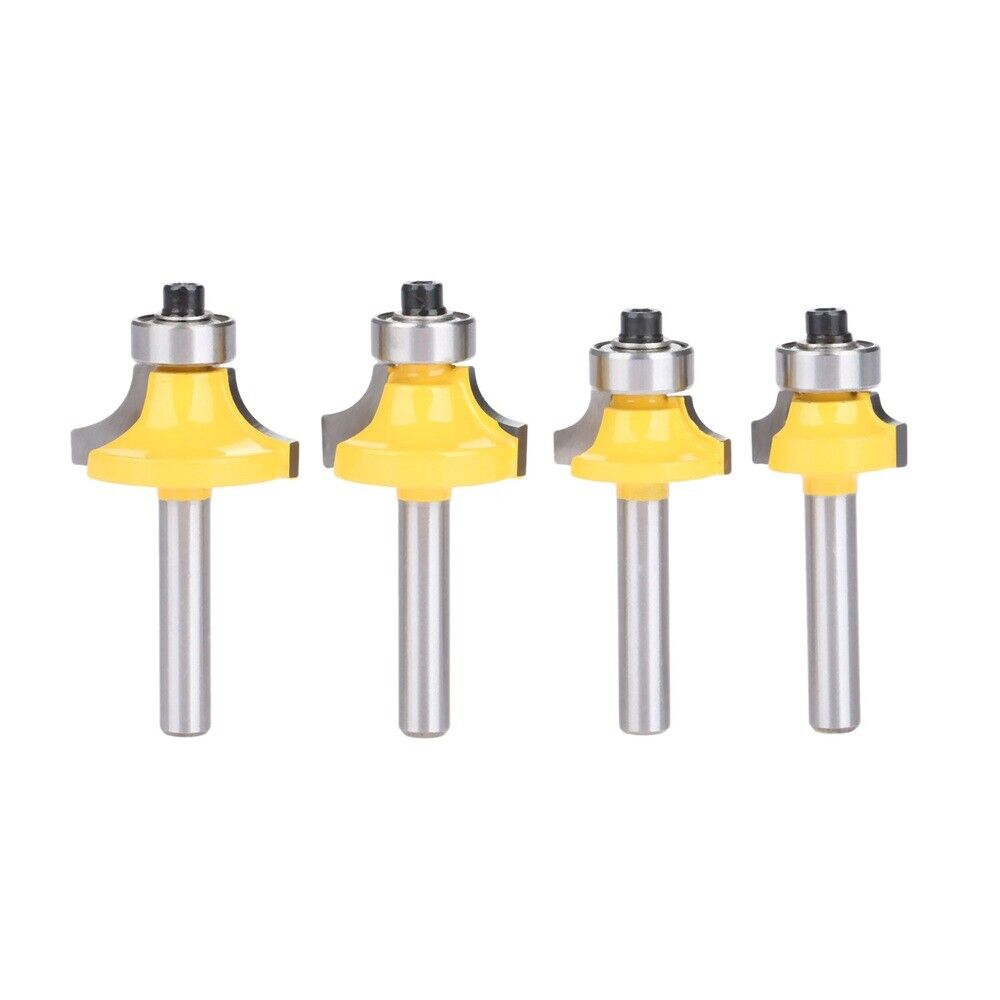 4pcs Engraving Milling Forming Cutter Woodworking Round Over Router Bits Set