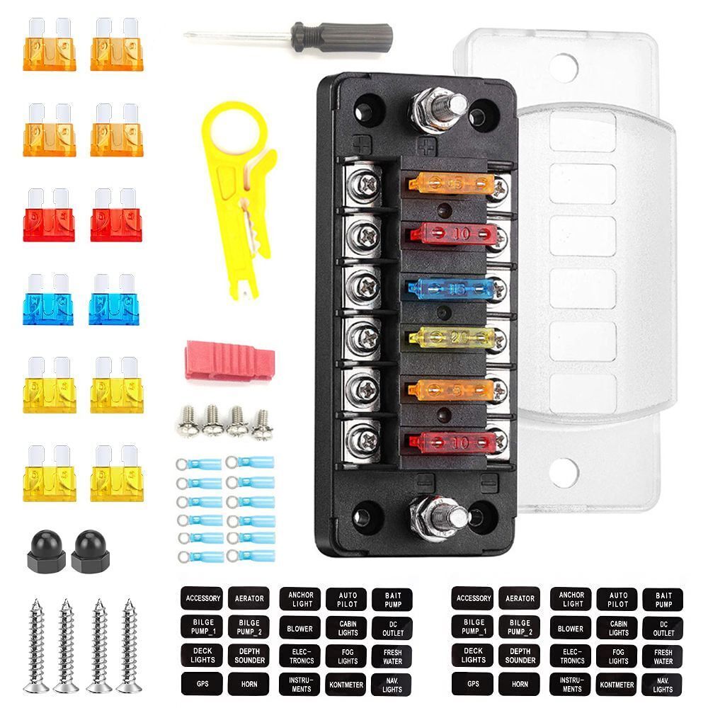 Boat RV Marine Car Accessory Block Fuse Box Plastic Cover Blade Fuse Holder