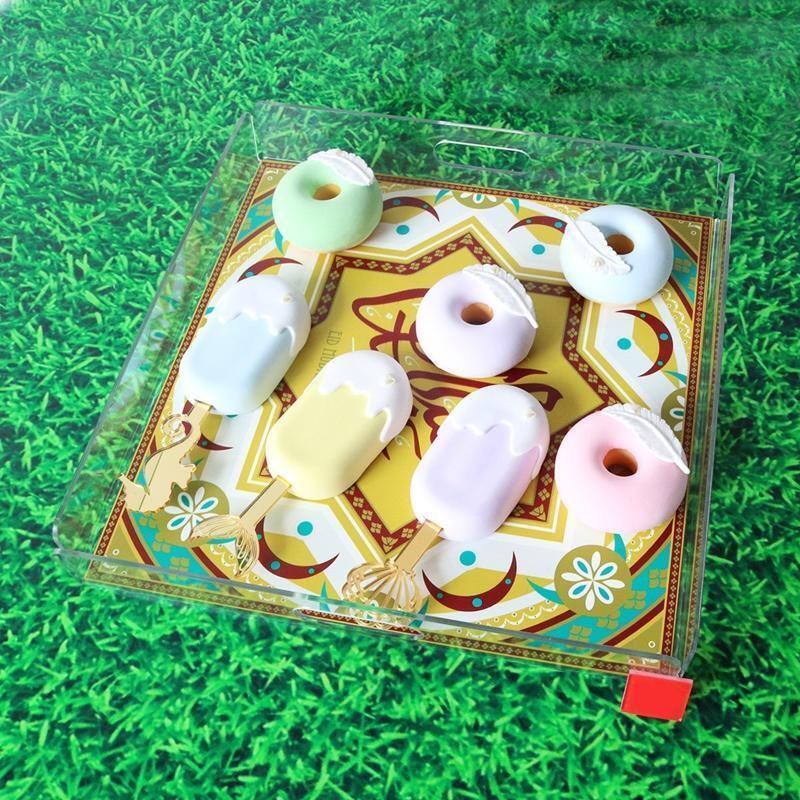 Eid Acrylic Tray Snack Fruit Candy Chocolate Storage Plate Desktop Ornament