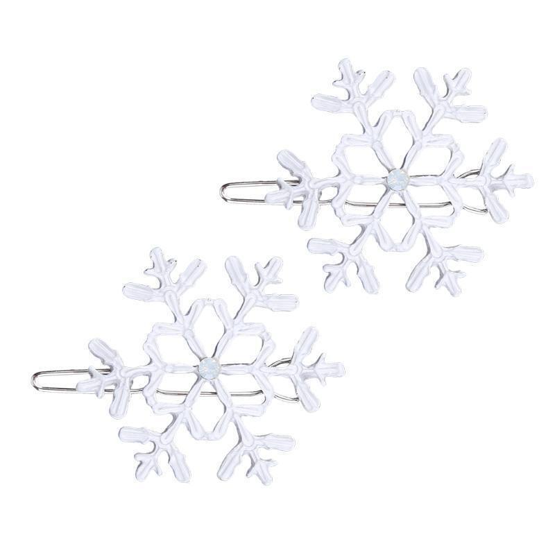 New 2Pc Snowflake Women's Crystal Rhinestone Hair Pin Clips Barrette Hairpins
