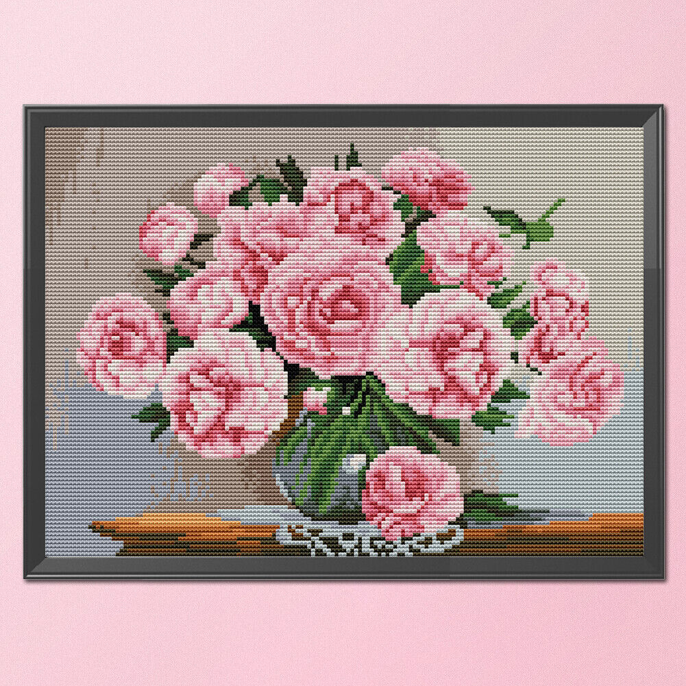 Full Embroidery Needlework Set Cross Stitch Kit 11CT Stamped Pixel Art Rose