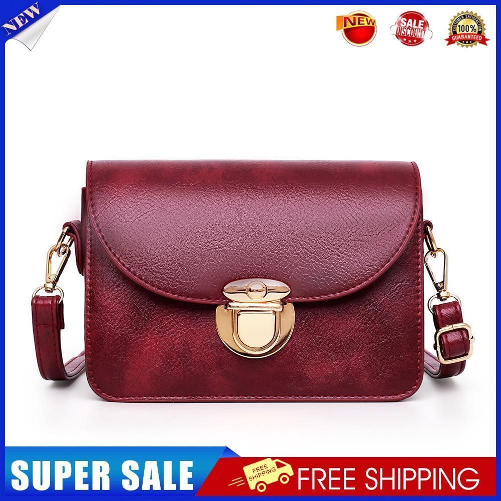 Women Crossbody Bags Leather Fashion Solid Small Shoulder Handbag (Red)