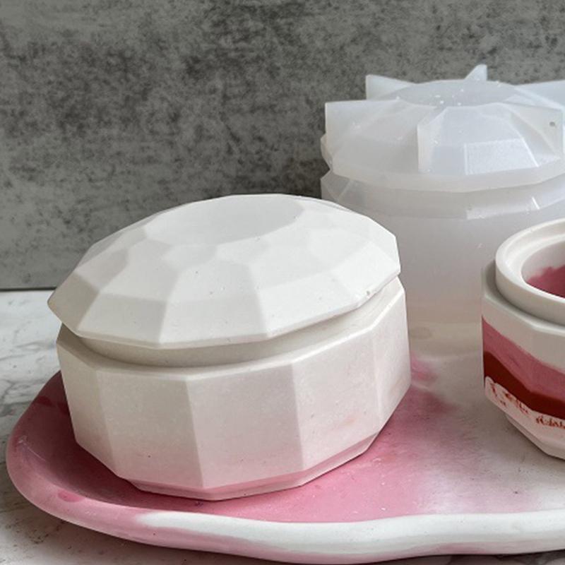 Silicone Jewelry Box Mold with Lid Jewelry Box Candle Holder Mould Bottle Epoxy