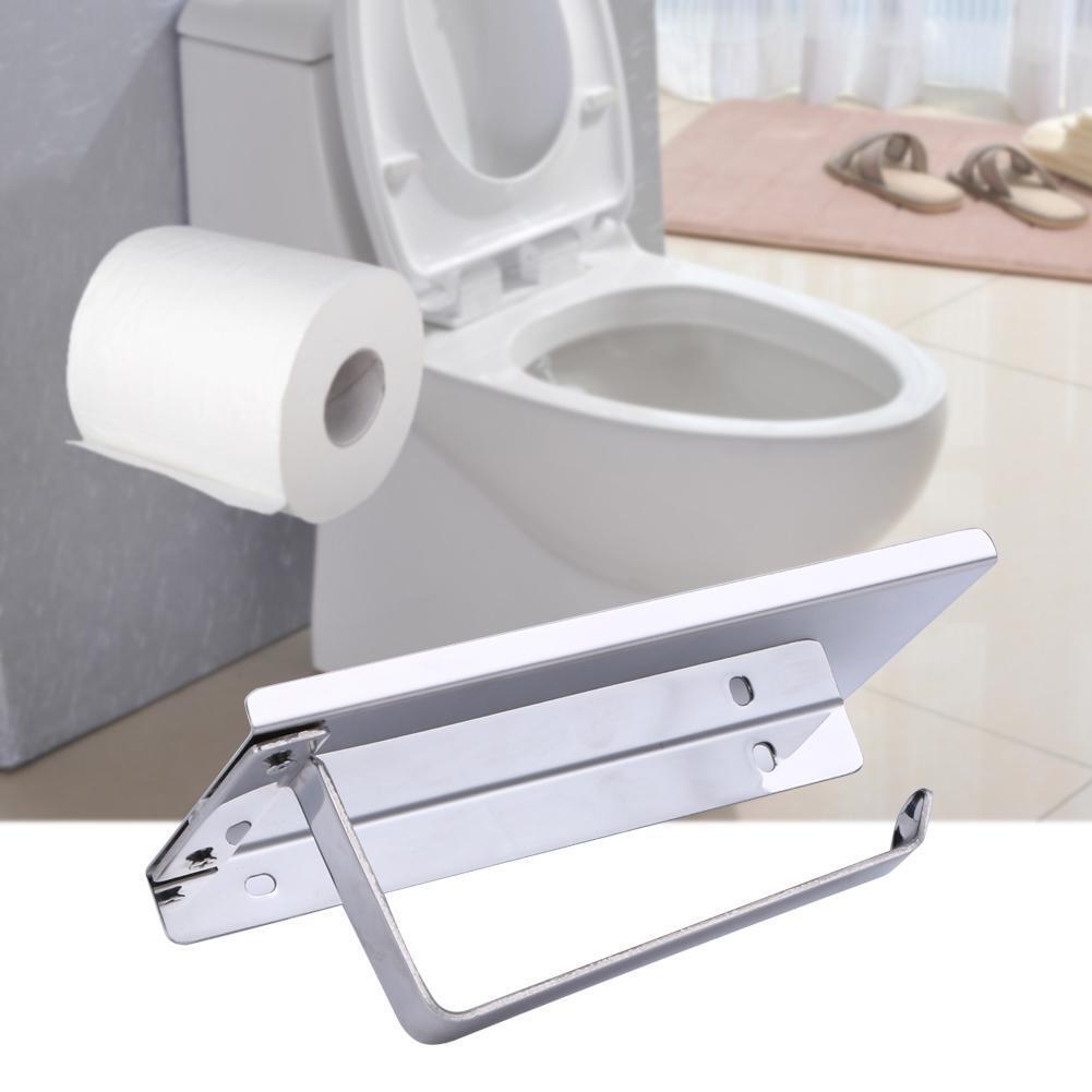 Stainless Steel 304 Bathroom Paper Phone Holder with Shelf Bathroom