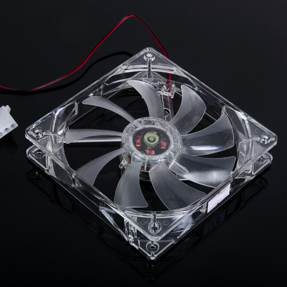 LED Light CPU Cooling Fan Computer PC Clear Case Quad 12CM Heatsink Yellow