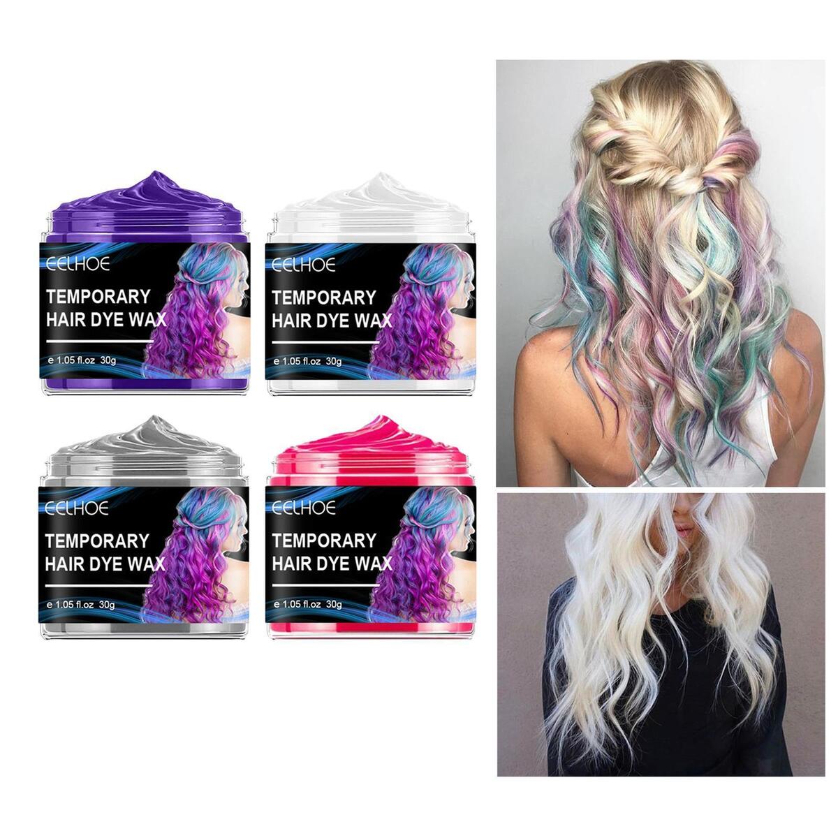 4x Temporary Hair Color Wax Instant Washable Fashion for Birthday girls