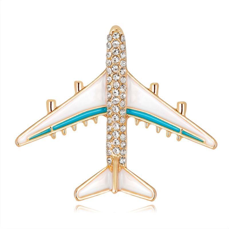 Creative Plane Brooch Airplane Enamel Charms Badge Banquet Scarf Pins for Teens