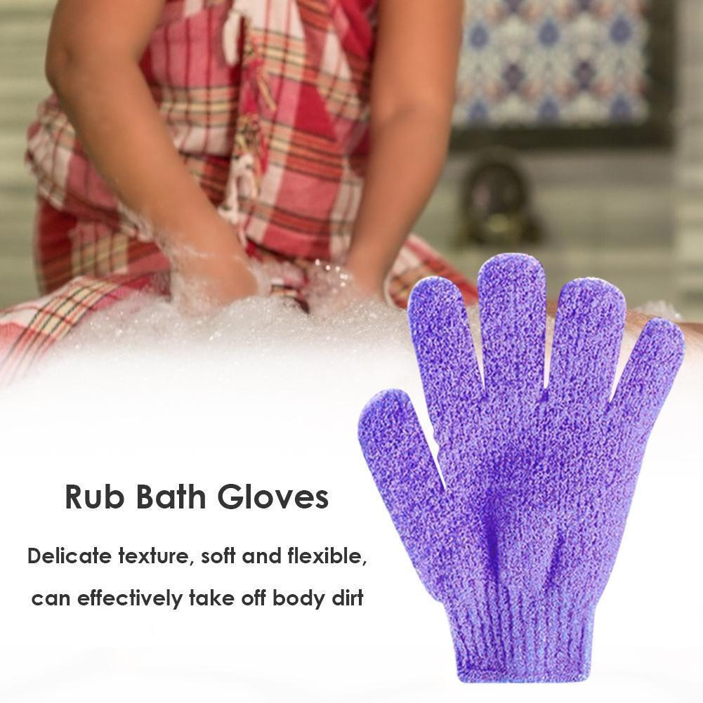 5 Fingers Bath Gloves Skin SPA Massage Kid Body Washing Bathroom (Purple)