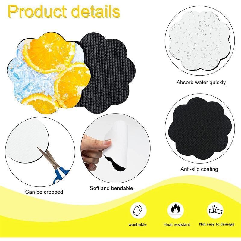 42 Pcs Sublimation Coasters Heat Transfer Blank Cup Mat Waterproof for DIY Decor