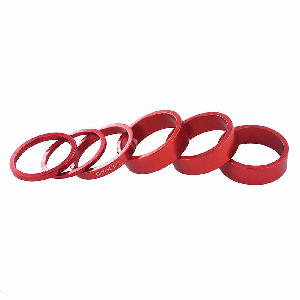 6pcs CANSUCC MTB Bicycle Headset Front Fork Washers Spacers Gasket (Red)