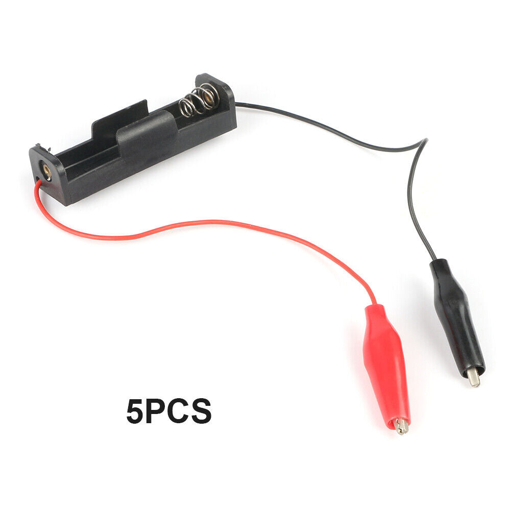 5pcs Power Battery Holder Case 1 Slot AA Batteries Box with Alligator Clip
