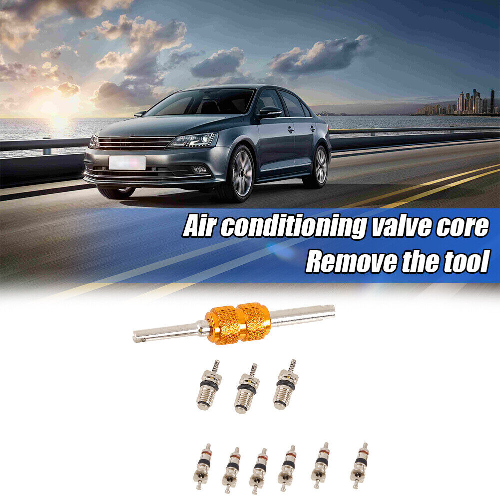 9pcs R134a Car A/C Air Conditioning Valve Cores with Remover Installer Tool