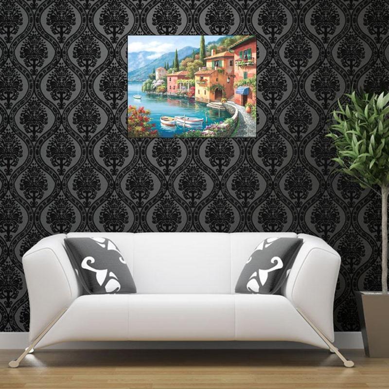 Harbor Digital Oil Painting Canvas DIY Unframed Paint By Number Home Decor Wall