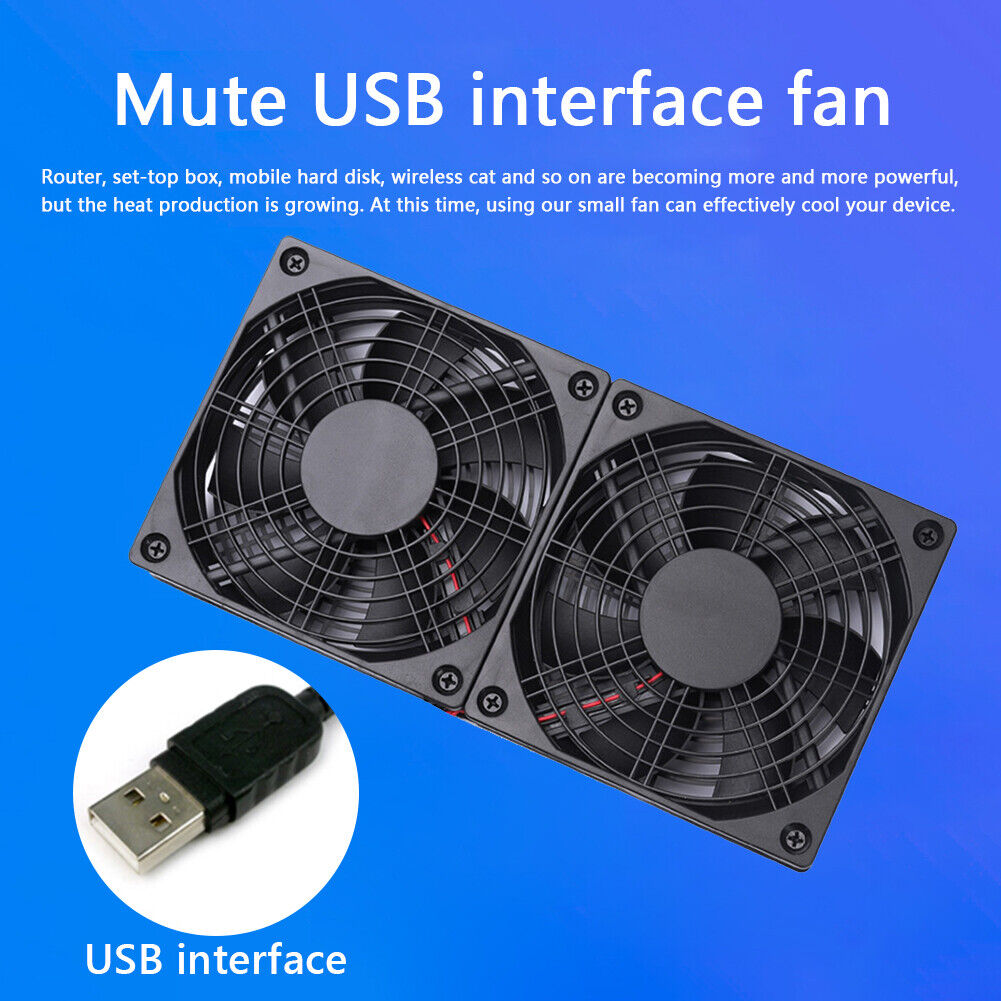 Wireless Router Dual Cooling Fan TV Set-Top Box Heat Dissipation Cooler Fan
