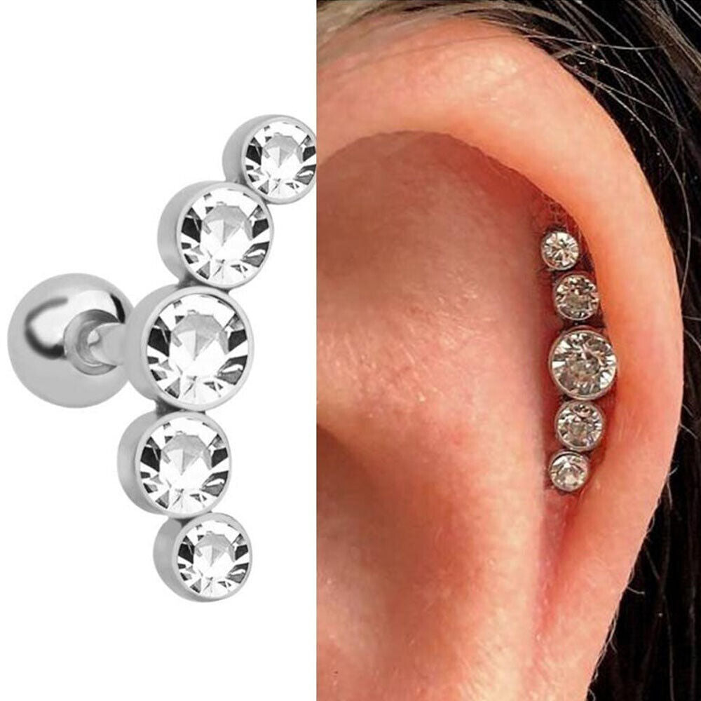 Gem Opal 16G Stud Earrings Ear Piercing Cartilage Helix Tragus Body Jewelry