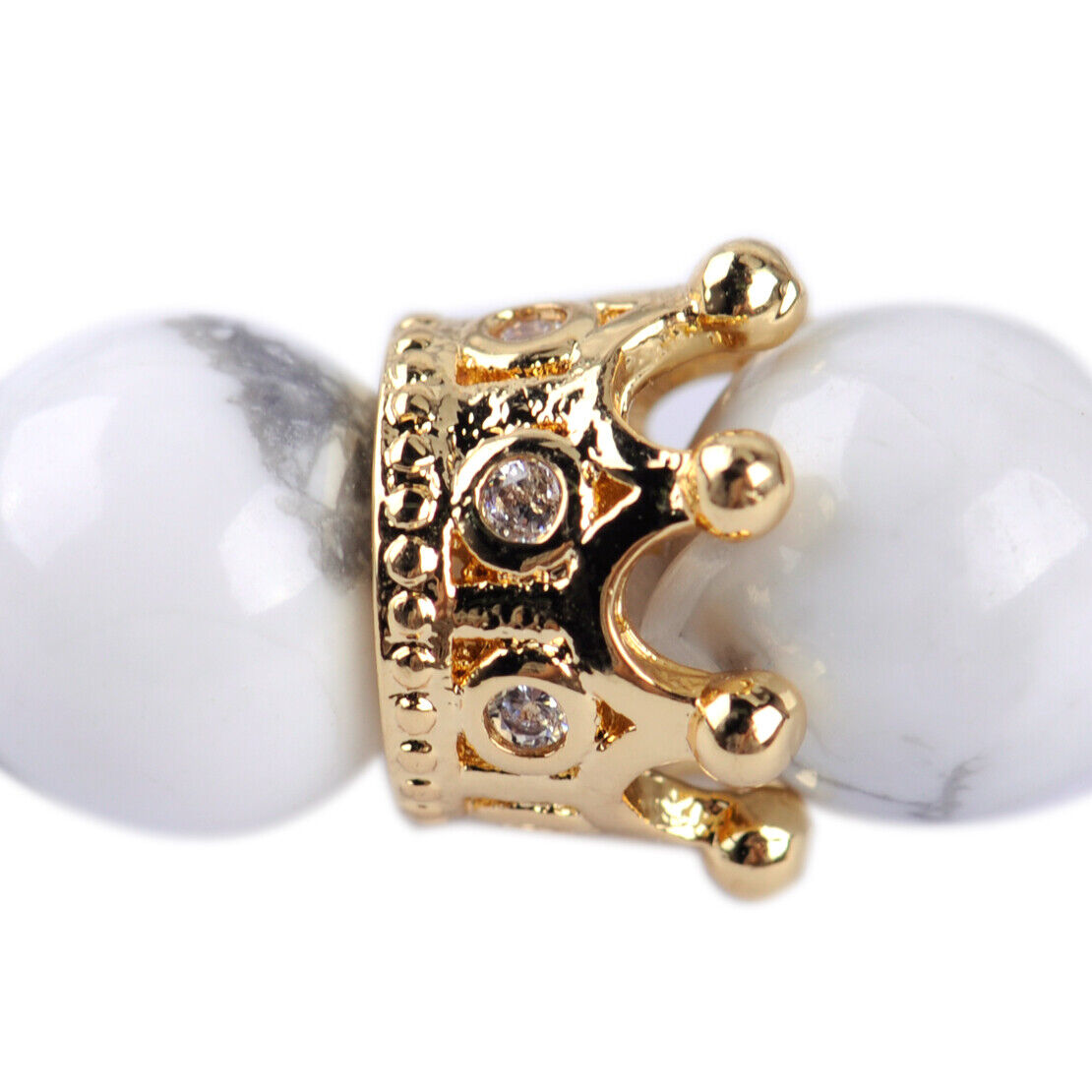 2 Howlite Charm Couple Handmade King Queen Bracelets Matte Beaded Crown Lover Li