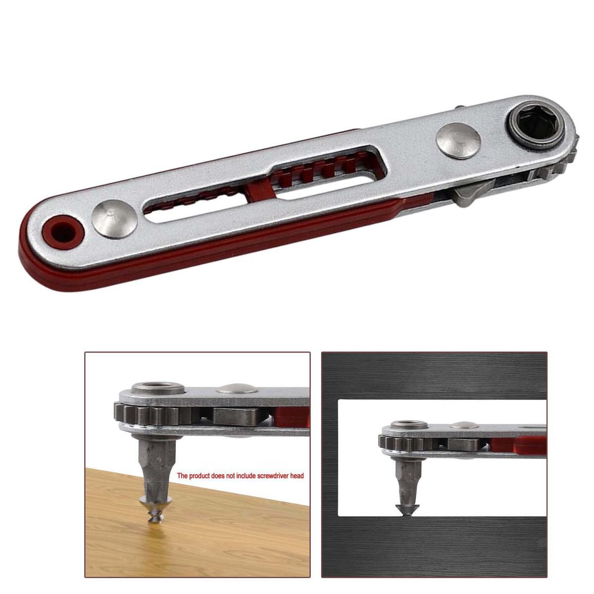 Low Profile Mini Ratchet Wrench 1/4 inch Offset Ratcheting Screwdriver