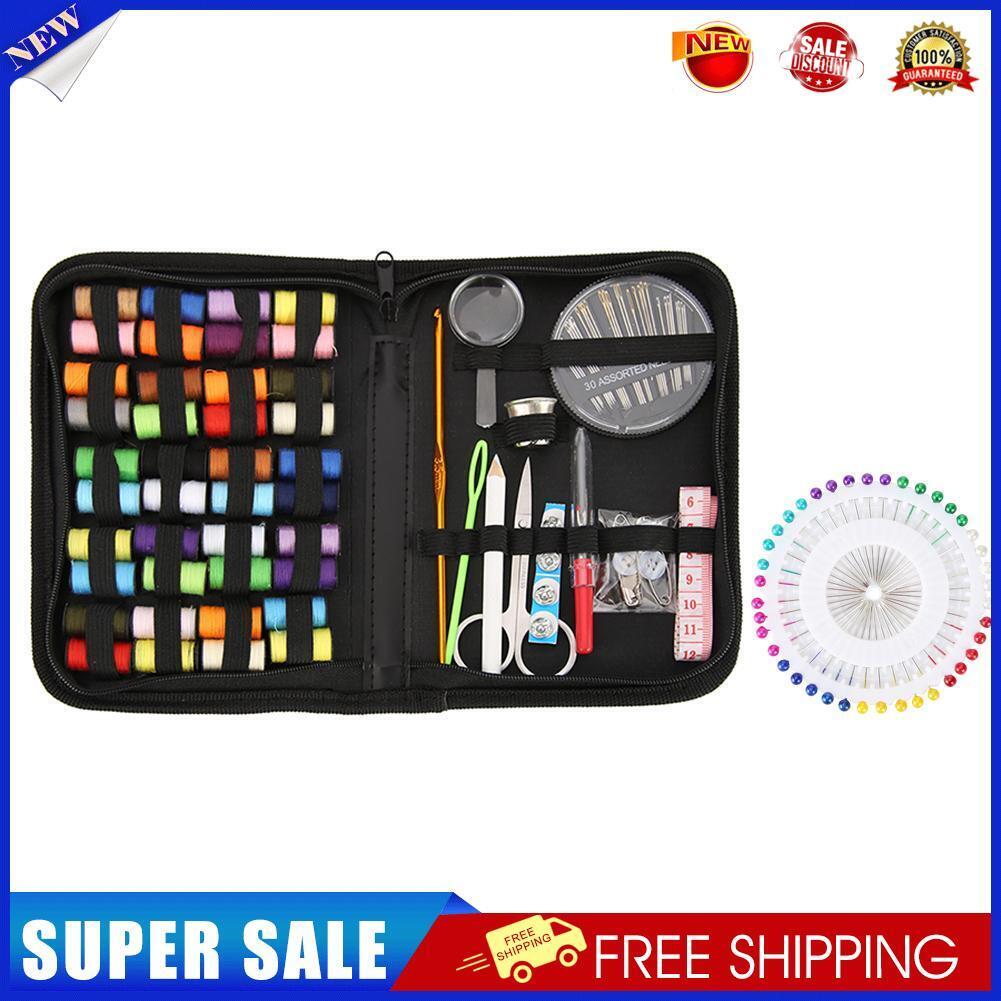 128pcs/set Portable Travel Sewing Box Knitting Needles Tool Quilting Thread