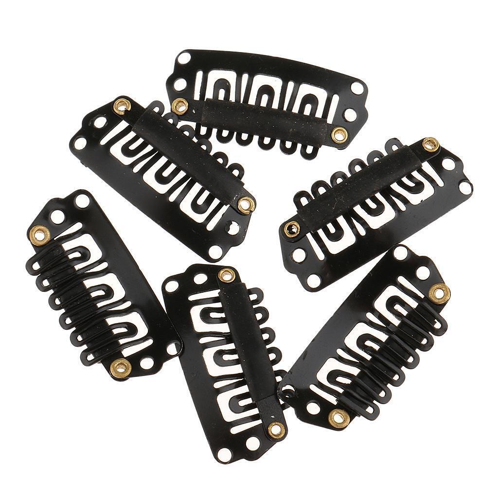 200pcs Metal Hairpiece Hair Extension Snap Clips 6 Teeth U Shape 2.8cm