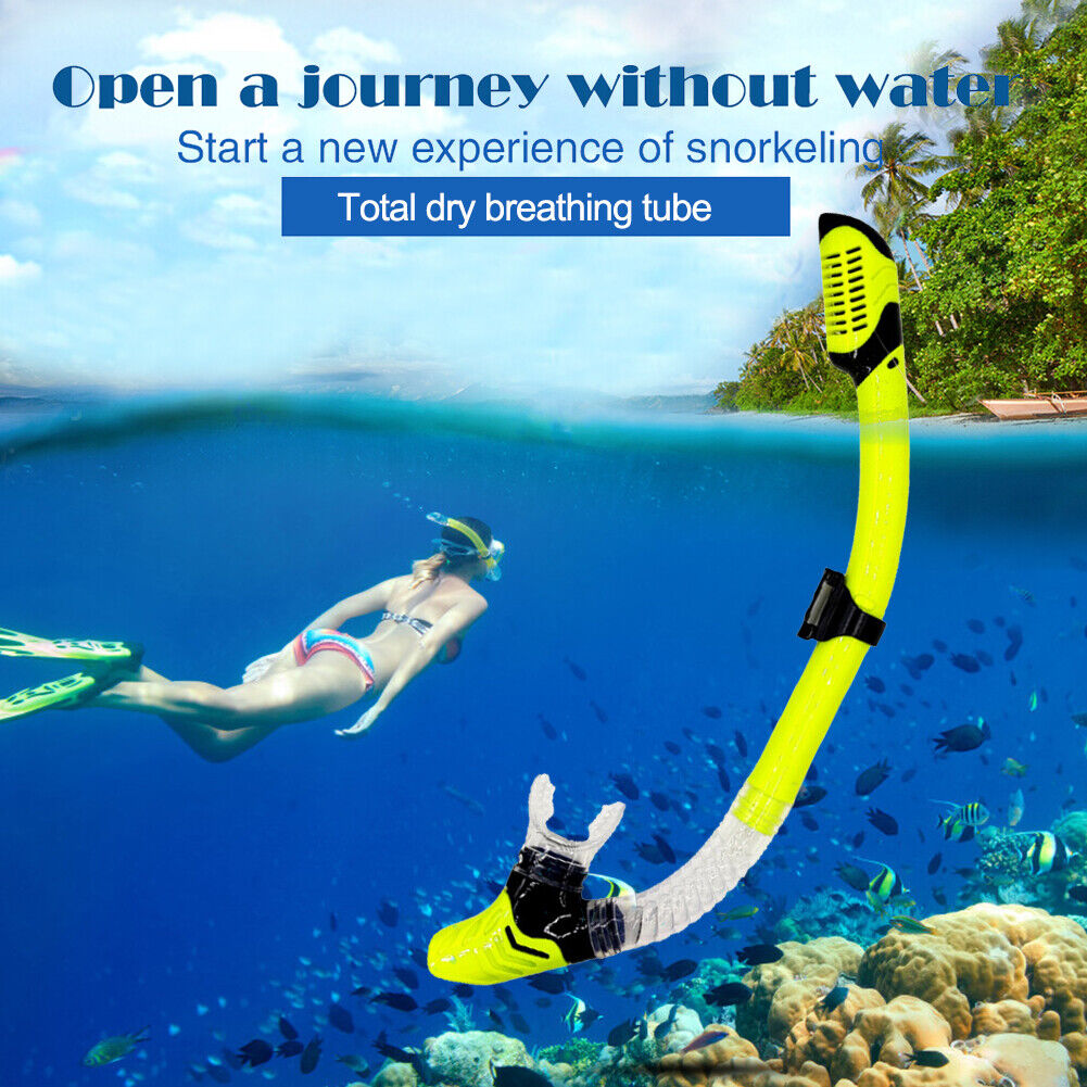 Diving Snorkel Full Dry Underwater Breathing Tube Snorkeling Gear (Yellow)