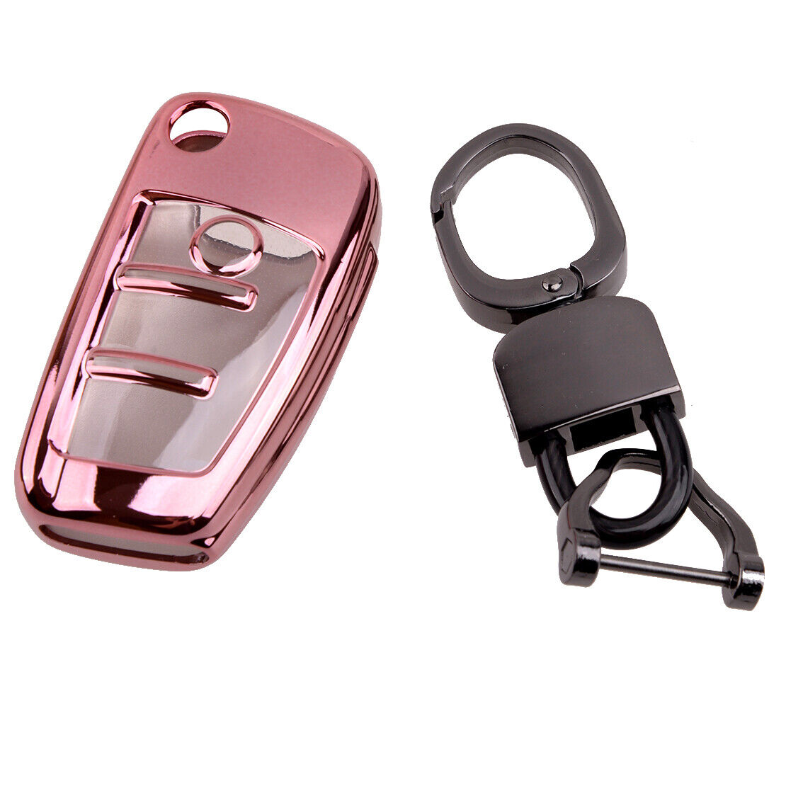 Soft TPU Pink Remote Flip Key Case Cover Shell Fob Fit For Audi A1 A3 S3 Q3 Q7