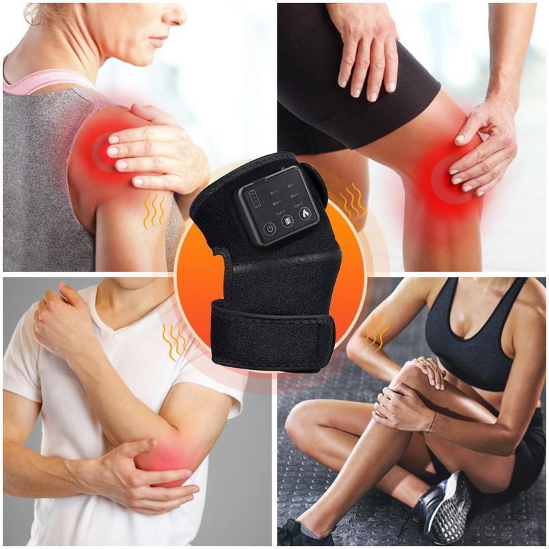 Heated Knee Brace Wrap with Massage, Vibration Knee Massager with Heating Pad