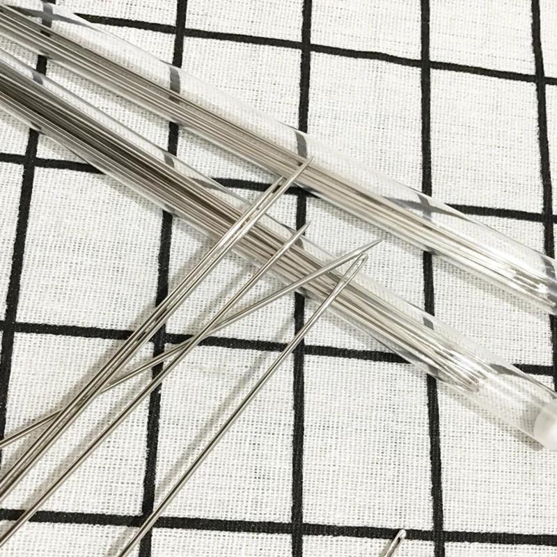Metal Big Eye Needles 20Pcs with Storage Bottle Kit Long Sewing Needles