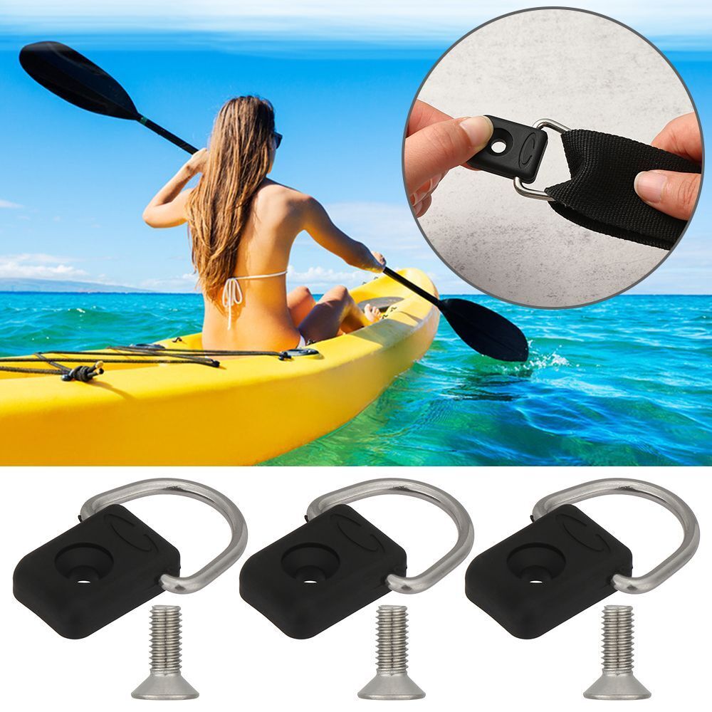 Kit Outdoor Black Kayak D Ring Rowing Boats Parts Canoe D-Buckle Rope Buckle