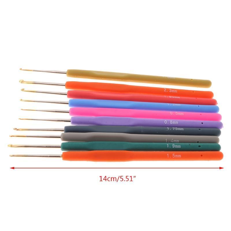 10Pcs Bearded Needle Crochet Hooks Set Ergonomic Soft-Grip Handle Sewing DIY