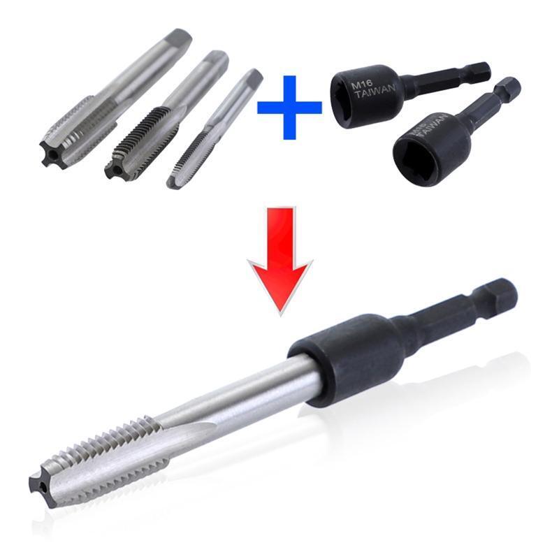 8 Pcs Tap Die Socket Adapter 1/4" Hex Shank Metric Screw Tap Wear Resistance