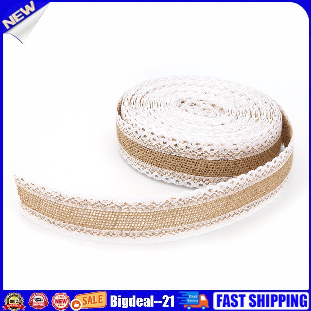 10m/roll Natural Jute Burlap Hessian Lace Ribbon Rustic Wedding Decoration