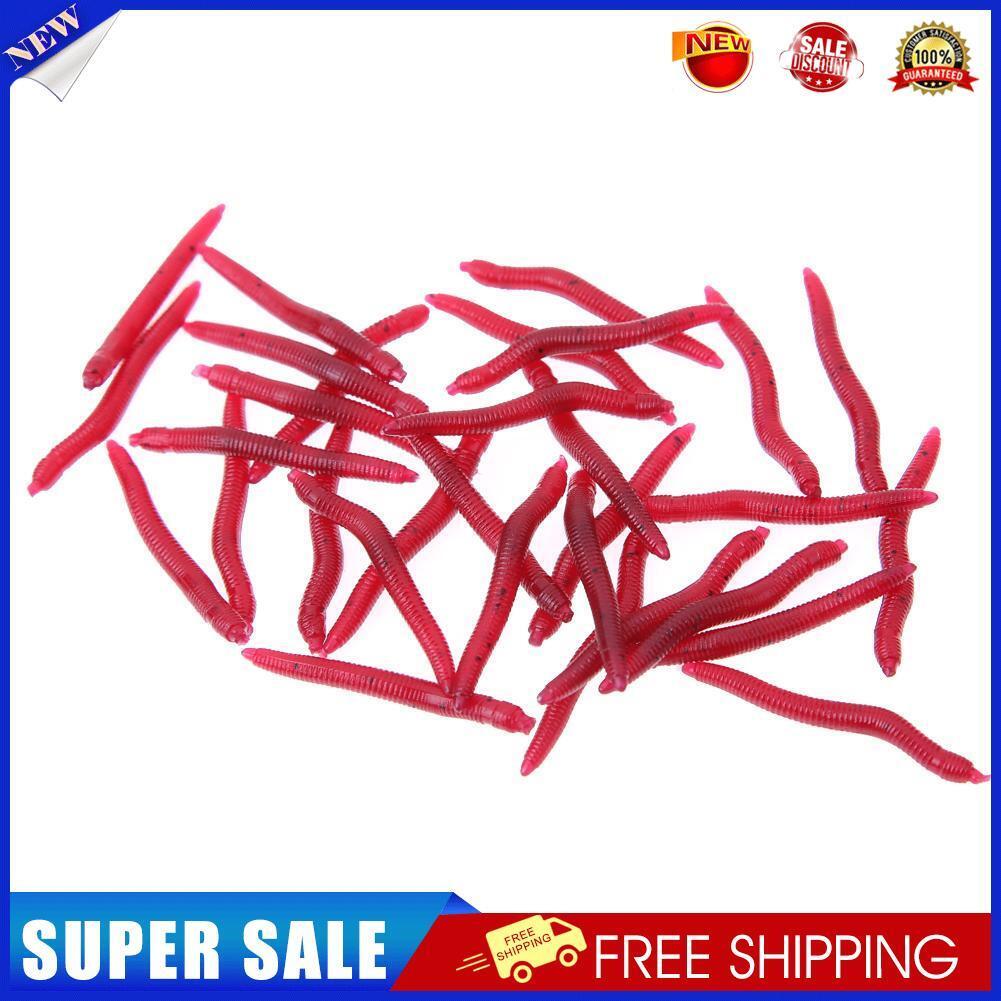 100pcs/lot Soft Plastic Fishing Lure Bait Bionic Red Worm 4cm for Fishing