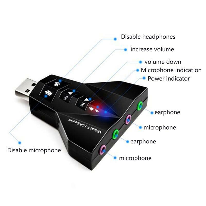 7.1 Channel USB2.0 Stereo Audio Adapter External Sound Card Support Voice Change