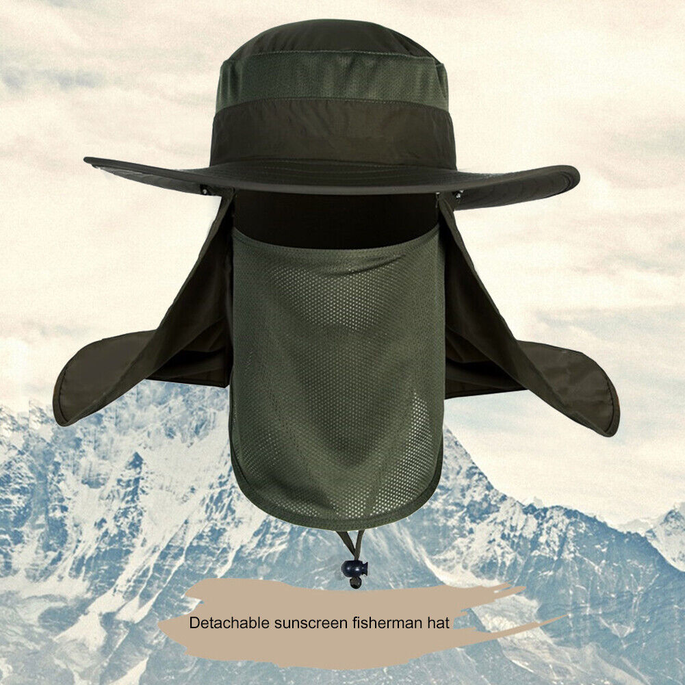 UV Protection Fisherman Hat Sun Visor Cap for Fishing Camping (Army Green)