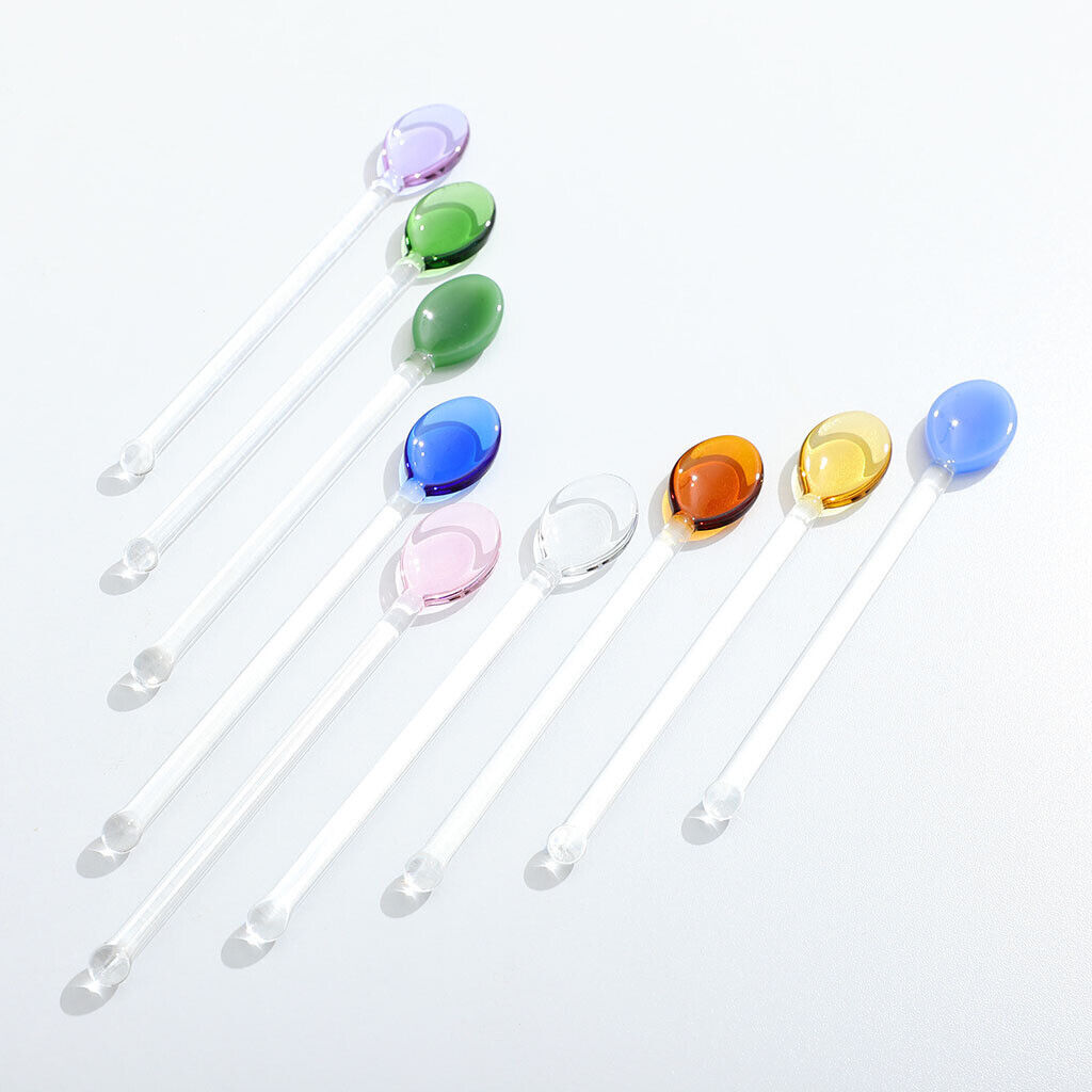 10x Glass Teaspoons Dishwasher Safe Stirring Spoon for Stirring Coffee Bar Pink
