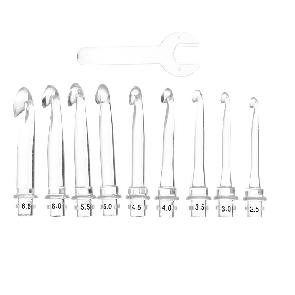 9 in 1 USB Light Up Crochet Hooks Knitting Needles LED Sewing Set Kit (Red)