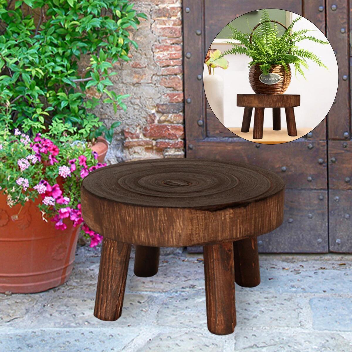 2x Solid Wood Flowerpot Stand Decoration for Balcony Lawn Patio