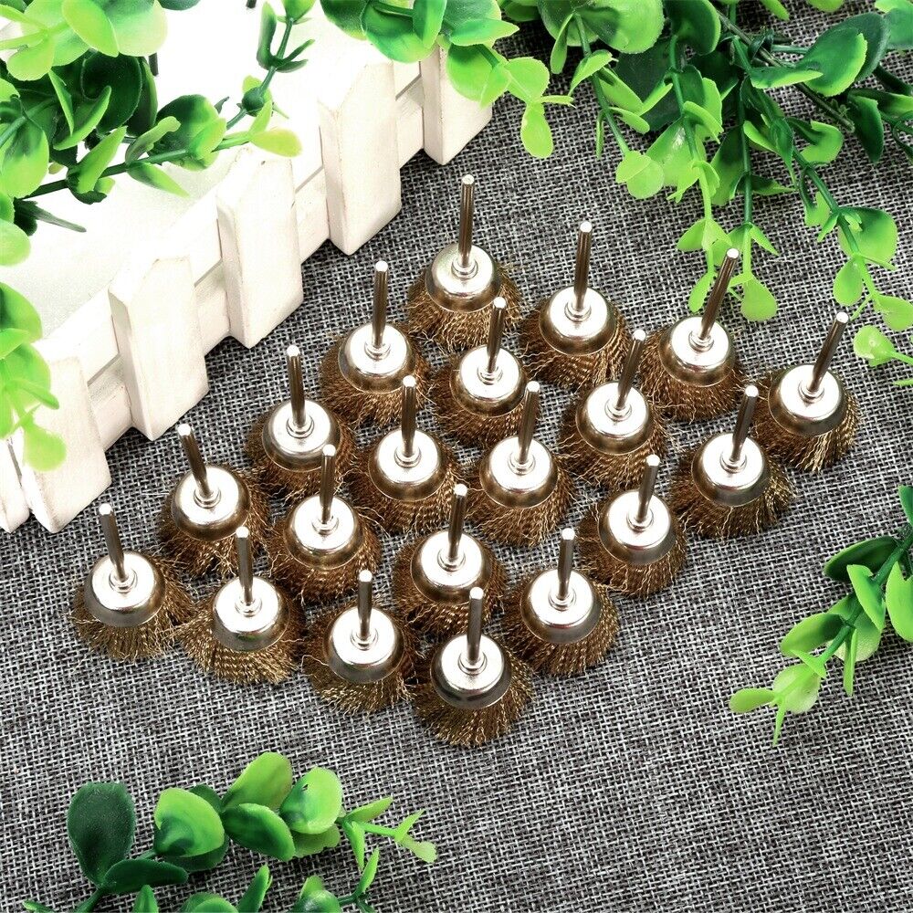 20Pcs Brass Wire Brush 25mm Bowl Shape Cleaner Polishing Die Grinder Rotary Tool