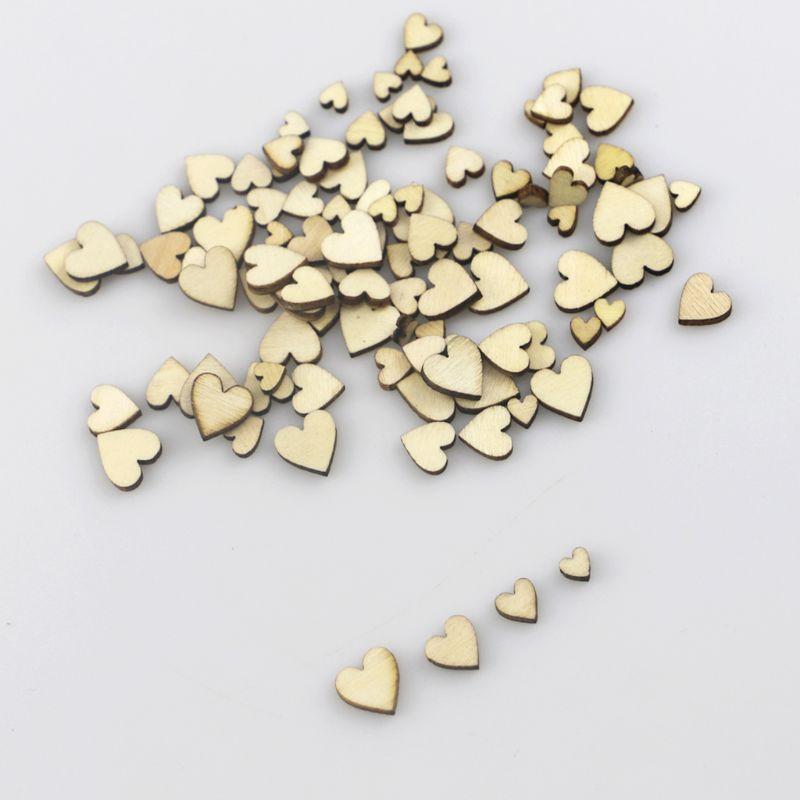 100pcs Mixed Love Heart Shape Wooden Wedding Table Scatter Decor Rustic Crafts