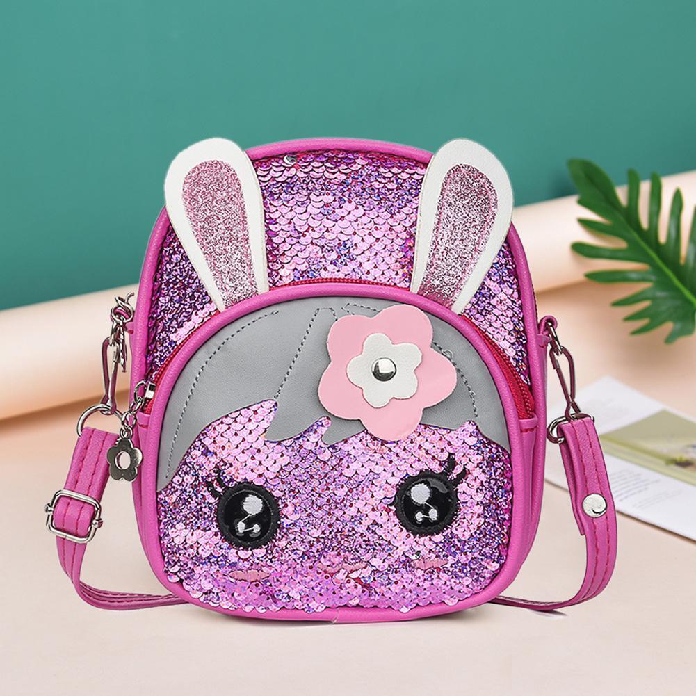 Shoulder Backpacks Girls Cute Animal Decor Messenger Rucksack (Rose Red)