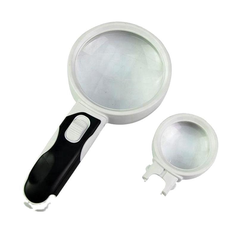 2.5X/10X Magnifier LED Illuminated Handle Reading Magnifying Glass for Elders