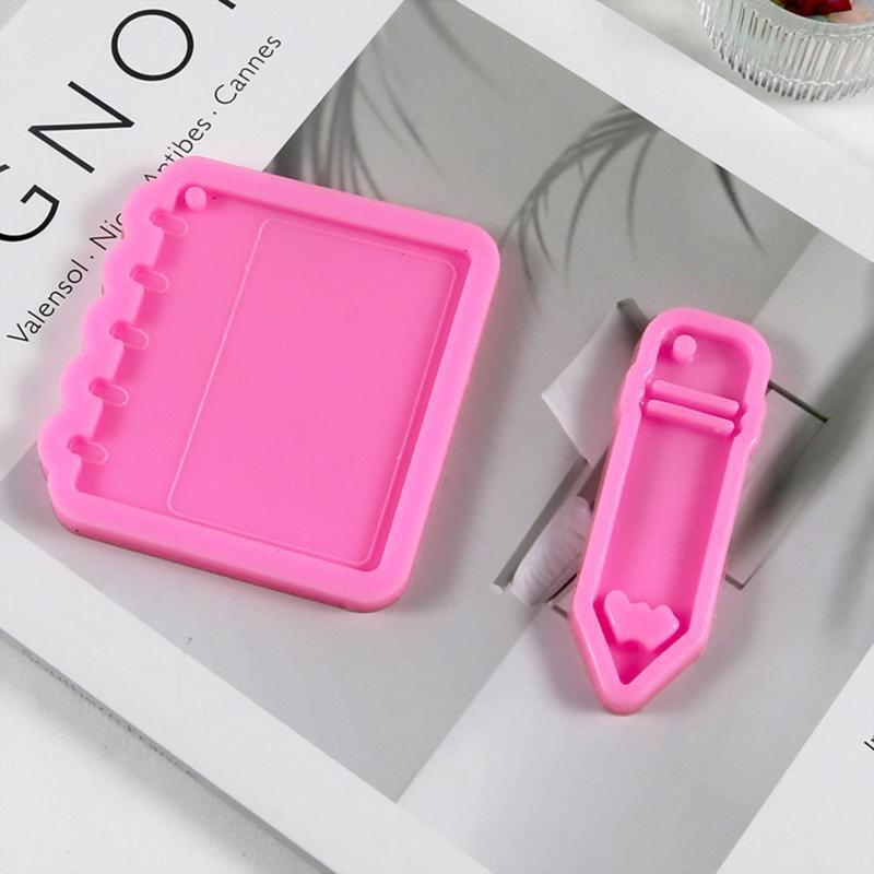Pencil Notebook Shape Silicone Molds Jewelry Making Keychain Polymer Clay Mold