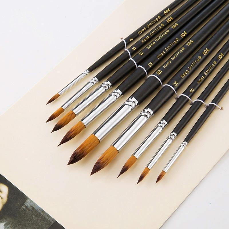 9pc Round Detail Art Paint Brushes Watercolor Brush Pen for Acrylic Oil Painting