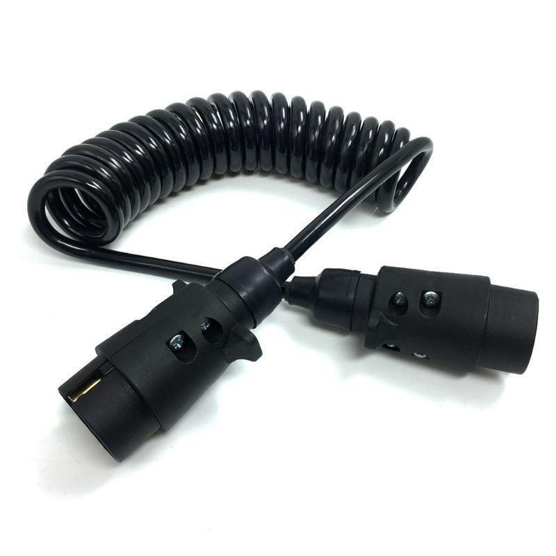7 Way Flat Trailer Extension Coiled Cable Universal 7Pin Trailer Connector Cable