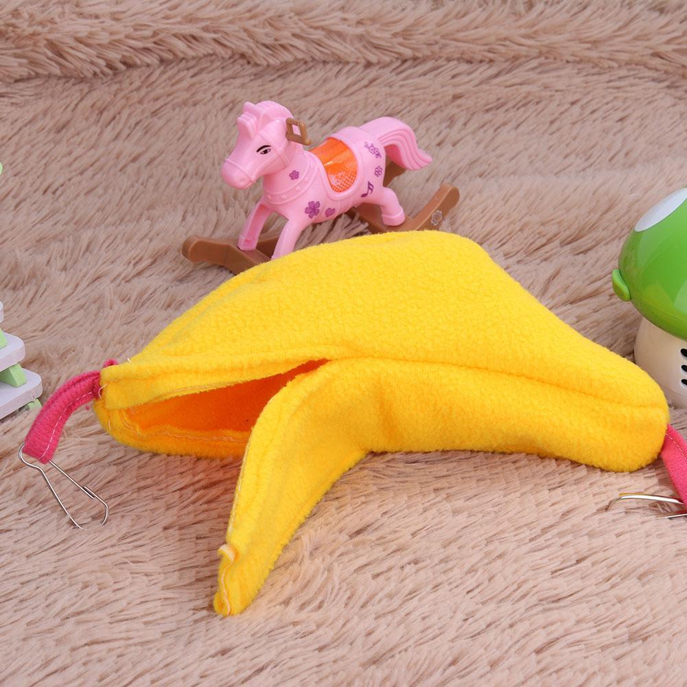 Warm Banana Hamster Hammock Hang Cage Pet Birds Sleeping Nest House (Yellow