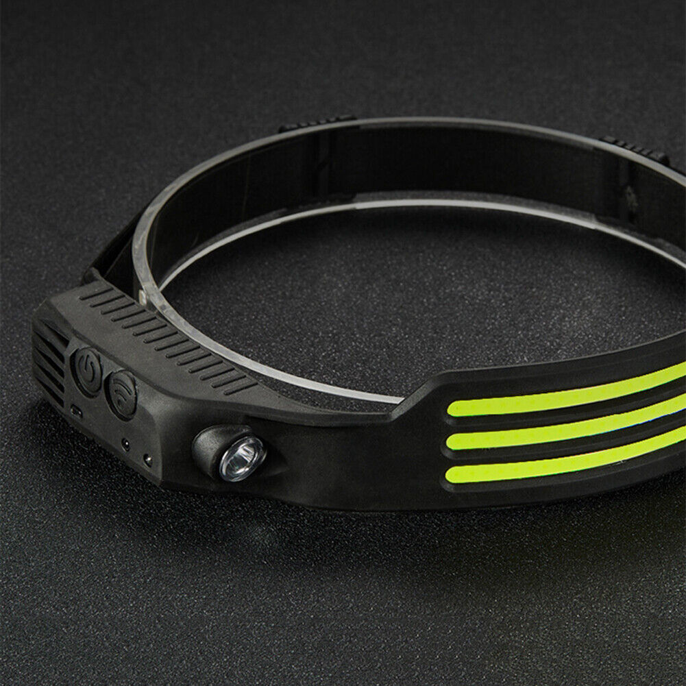 COB LED Sensor Headlight Flashlight USB Outdoor Camping Strong (C White)