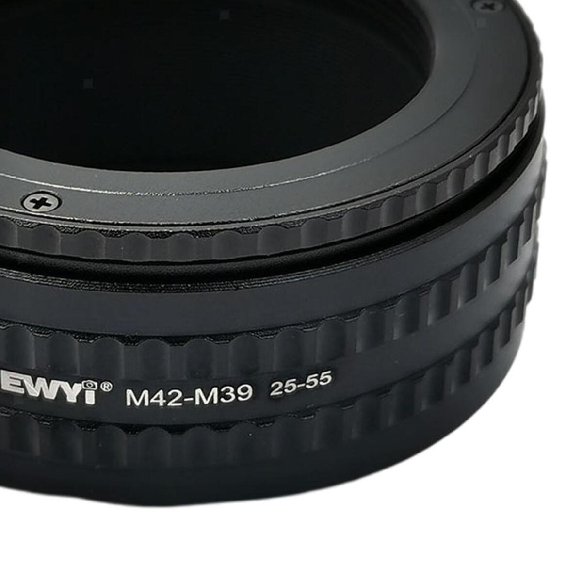 M42-M39 25mm (min) to 55mm (max) Manual Lens Adapter with Helicoid Tube